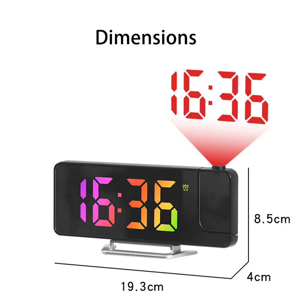 Digital Projector Alarm Clock with Night Light Electric USB 12/24H Display Table LED Clocks for Bedroom Living Room Home Decor
