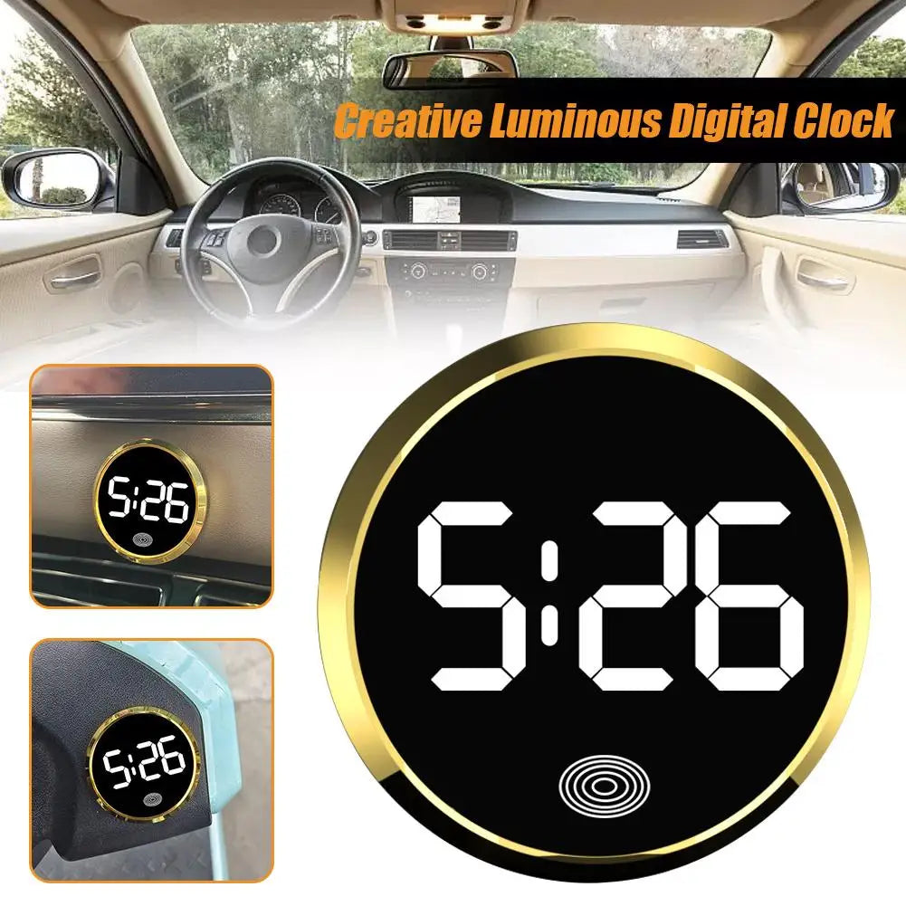 LED Car Clock Luminous Automobiles Internal Stick-On Mini Digital Clocks Auto Ornament Car Accessories