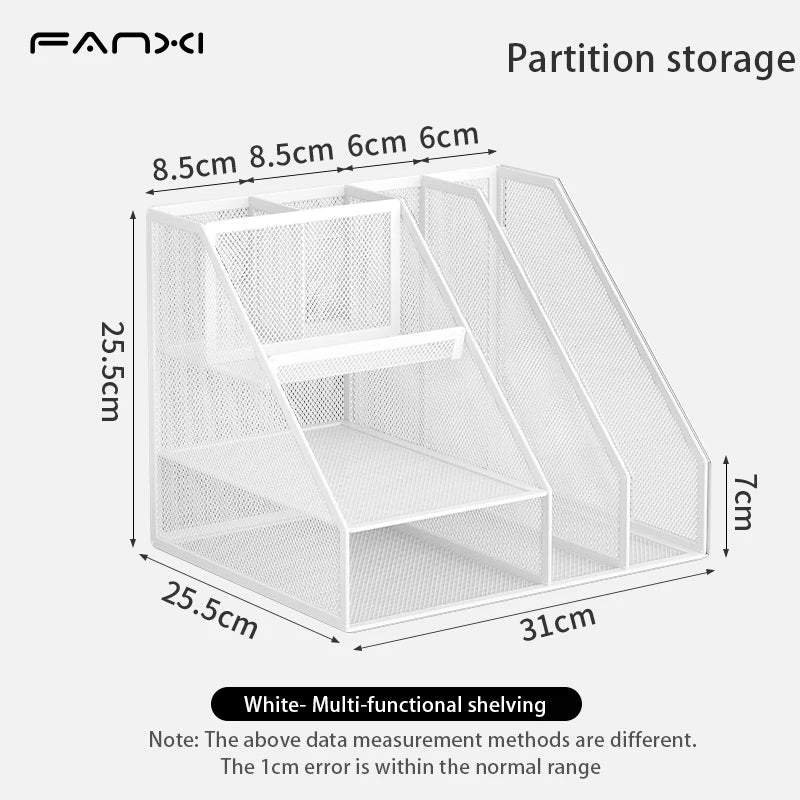 Desk Organizer with File Holder, Desk Organizers with 3 Tier Letter Trays and 2 Pen Holders, Mesh Desk Accessories & Workspace