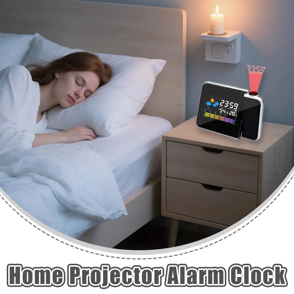 Projection Clock LED Color Screen Weather Forecast Clock Electronic Clock Perpetual Calendar Weather Projection Alarm Clock