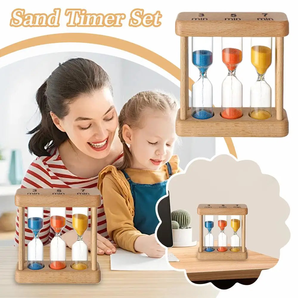 1Min 3Min 5Min 7Min Sand Timer Set Wooden Hourglass Sandglass Sand Clock for Cooking Classroom Exercise Home Office Decoration