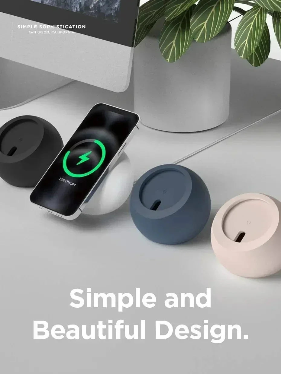 Magnetic Wireless Charging Desk Ball Shape Silicone Holder Stand for Magsafe iPhone 15 14 13 12 Pro Charger Dock Station