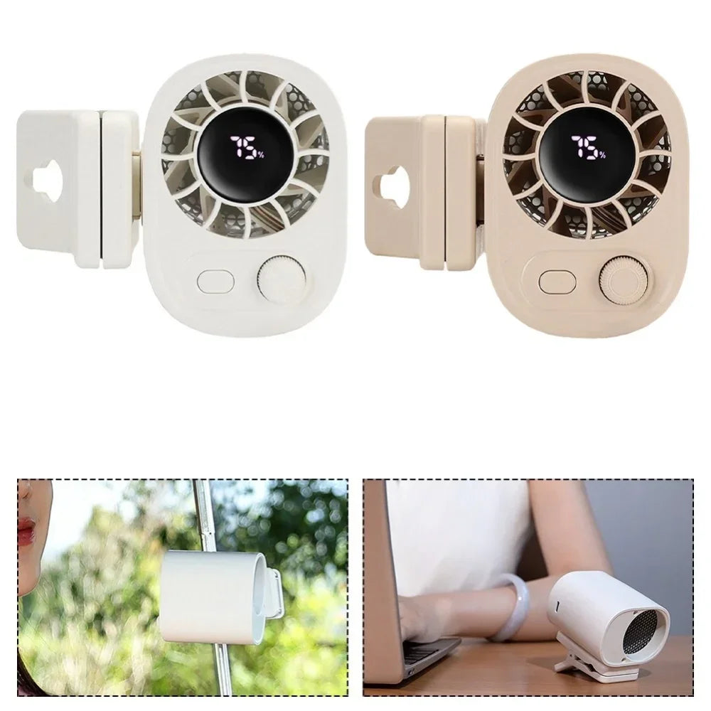 Portable Clip-On Fan 1800mAh Rechargeable USB Fan 360° Rotation Desk Fan
