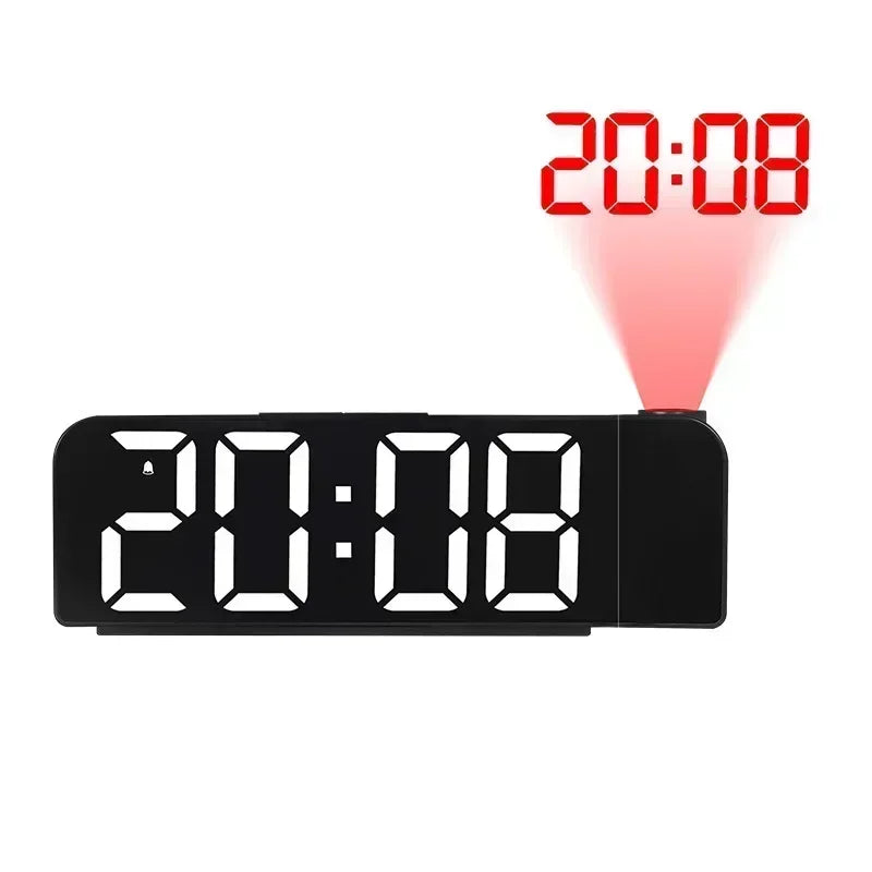 USB Powered Projection Alarm Clock TEMP Date Night Mode Power-off Memory Table Clock 2 Display Modes 12H/24H LED Digital Clock
