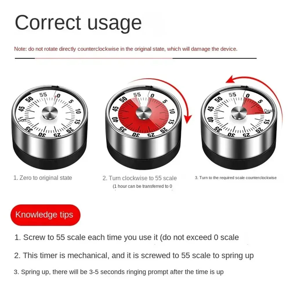 1pc Visual Timer Mechanical Countdown Timers Kitchen Classroom Baking Clock For Teaching Meeting Cookin Working