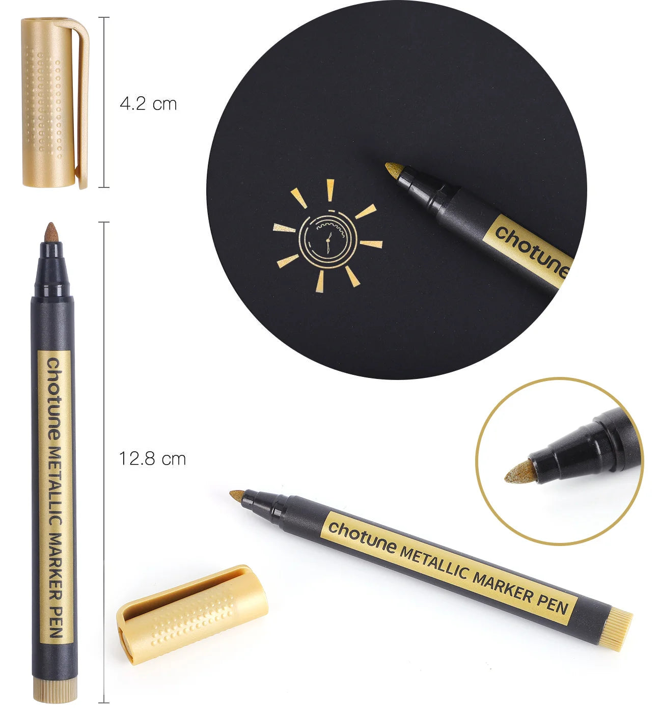 Metallic Marker Pens - Set of 20 Medium Point Metallic Markers for Rock Painting, Black Paper, Card Making, Scrapbooking Crafts,