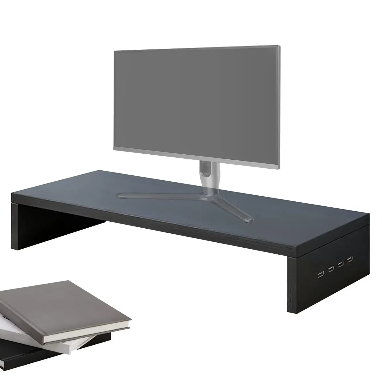 Monitor Height Stand 4 USB Ports Ventilation Shelf Booster Office Printer Stand Computer Monitor Riser Keyboard Storage Rack