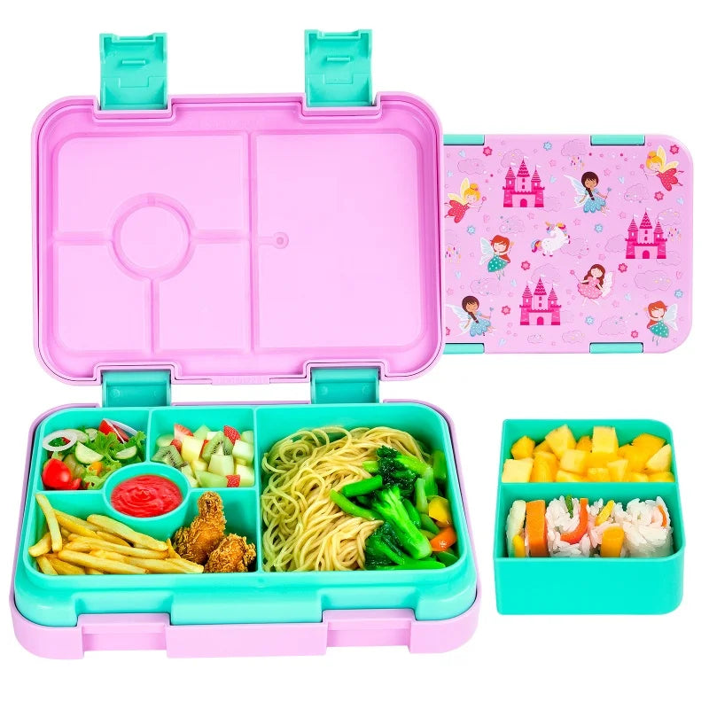 Children's Double Buckle Lunch Box Cartoon Lunch Box Students Can Reuse Large-capacity Portable Lunch Box