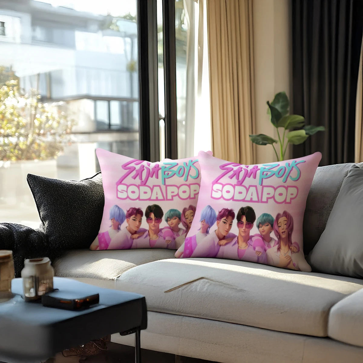 Cute Cartoon K-KPop Core Contain Cushion Cover Style Comfortable Sofa Bedroom Personalized Decorative Home Print Cushion Cover