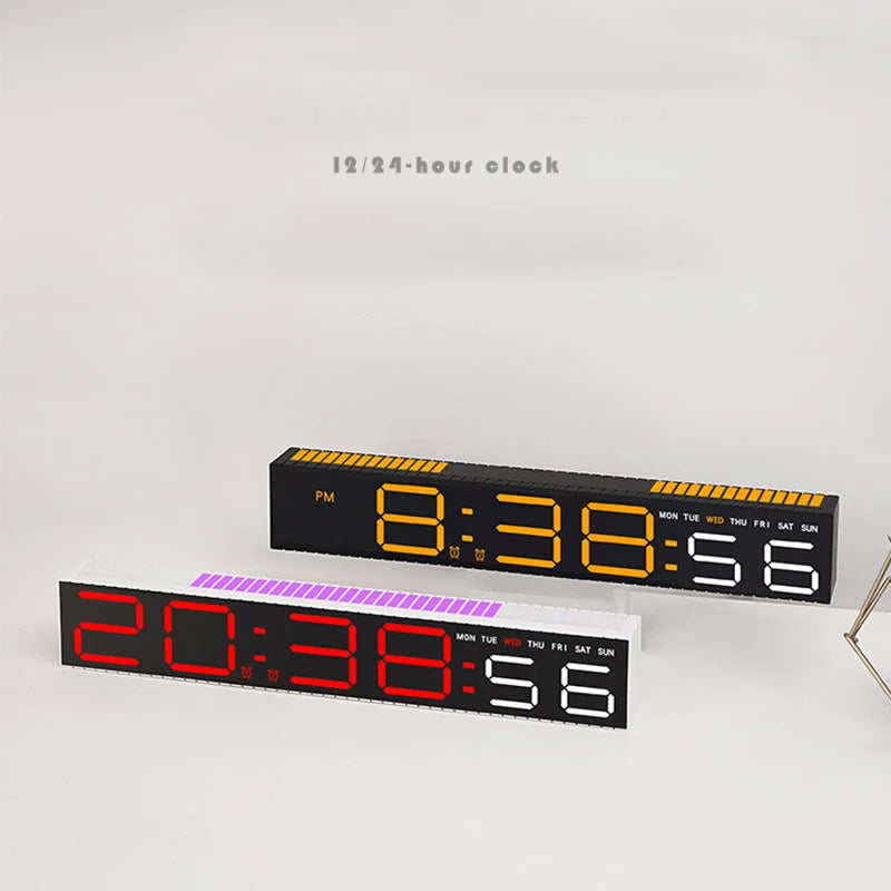 Creative 12/24H Digital LED Electronic Clock with Microphone Time Temperature Display for Home Living Room Bedside Decoration