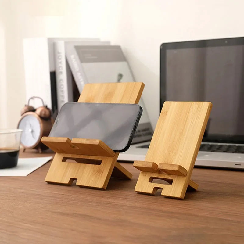Desktop Bamboo Phone Holder Practical Wooden Smartphone Charging Stand Creative Lazy Multi-functional Stand