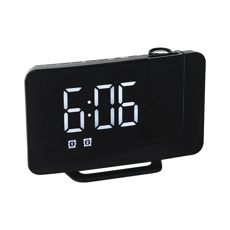 Bedroom Projection Alarm Clock, Digital Clock Radio with Projector, FM Radio, Adjustable Brightness, USB Port, Dual Alarms