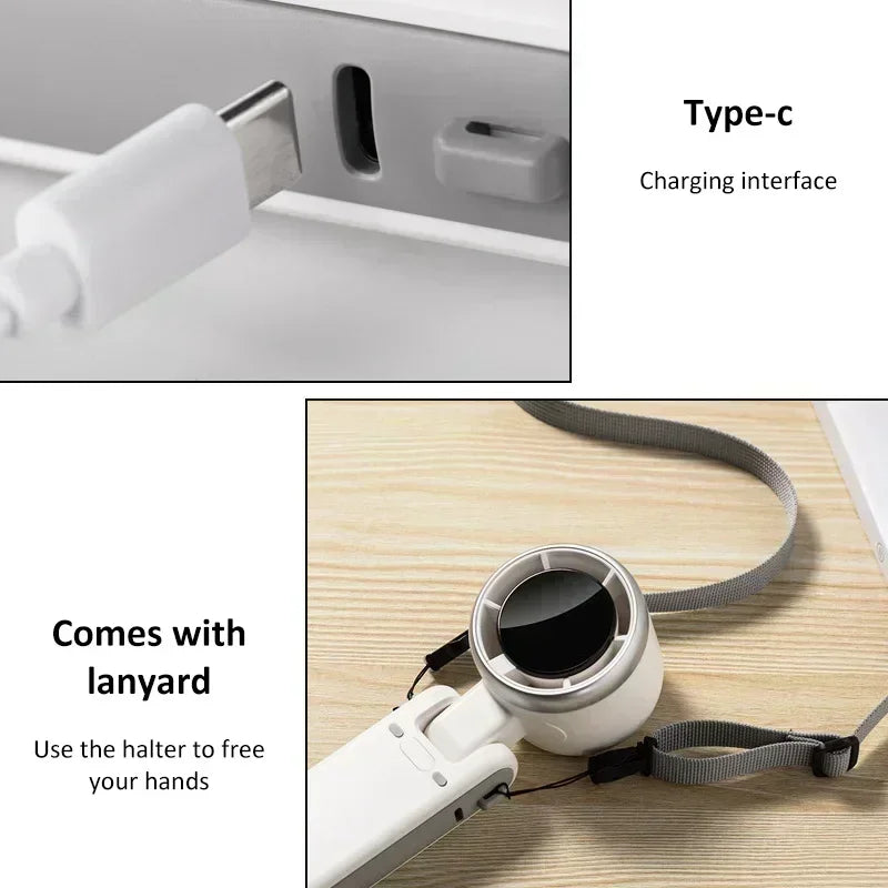 New Handheld Turbo Fan Wearable Personal Desk Fan Small Mini Fan With Smart Digital Display Folding