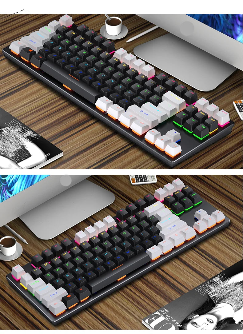 Backlit Gaming Mechanical Keyboard Gamer Mechanic Kit RGB PC USB Wired Keypad Keybord Ergonomic Computer Key Board Mini Teclado