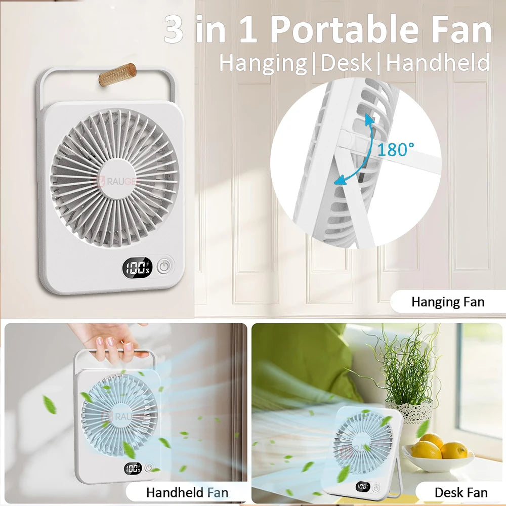 Desk Fan Portable Mini Fan Foldable Table Fan With 5 Gear USB Rechargerable Wall Fan Student Desktop Hang Fan For Office Home