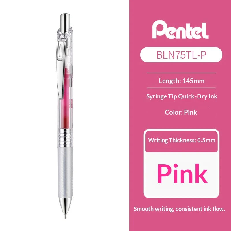 Pentel EnerGel Colored Retractable Gel Pen,Assorted Color Clear Barrel High-Capacity,Quick-Dry Ink for Various Writing Scenarios