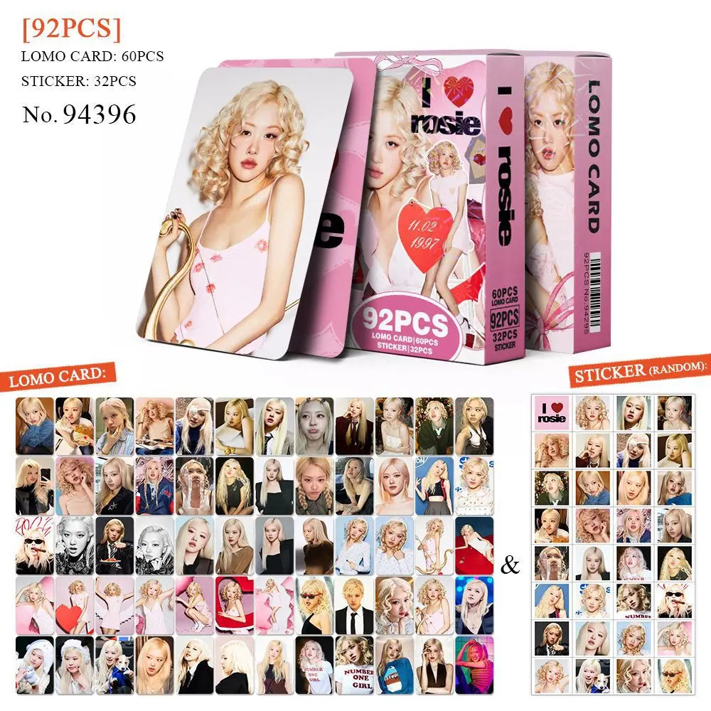 80-page K-pop girl group photobook with lyrics, magazine photo collection, 92 photo cards, celebrity LOMO cards, gift