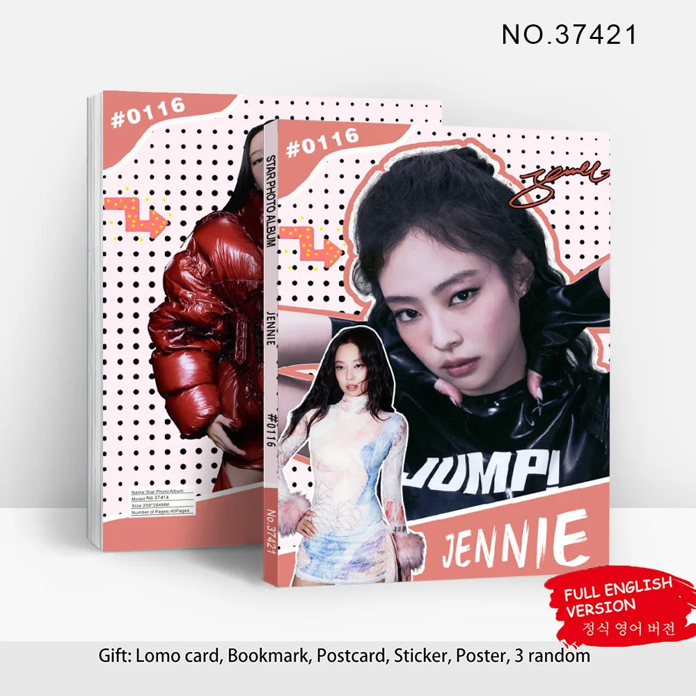 80-page K-pop girl group photobook with lyrics, magazine photo collection, 92 photo cards, celebrity LOMO cards, gift