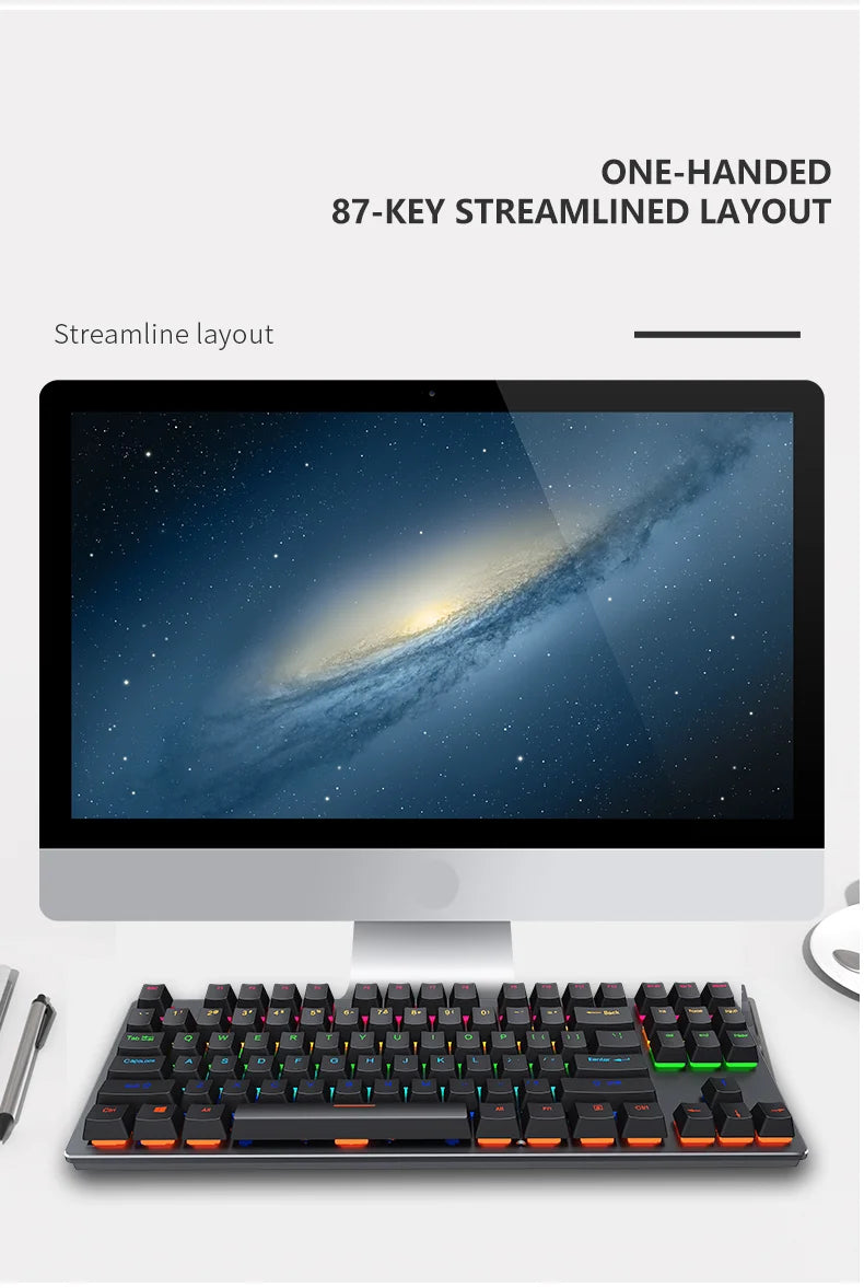 Backlit Gaming Mechanical Keyboard Gamer Mechanic Kit RGB PC USB Wired Keypad Keybord Ergonomic Computer Key Board Mini Teclado