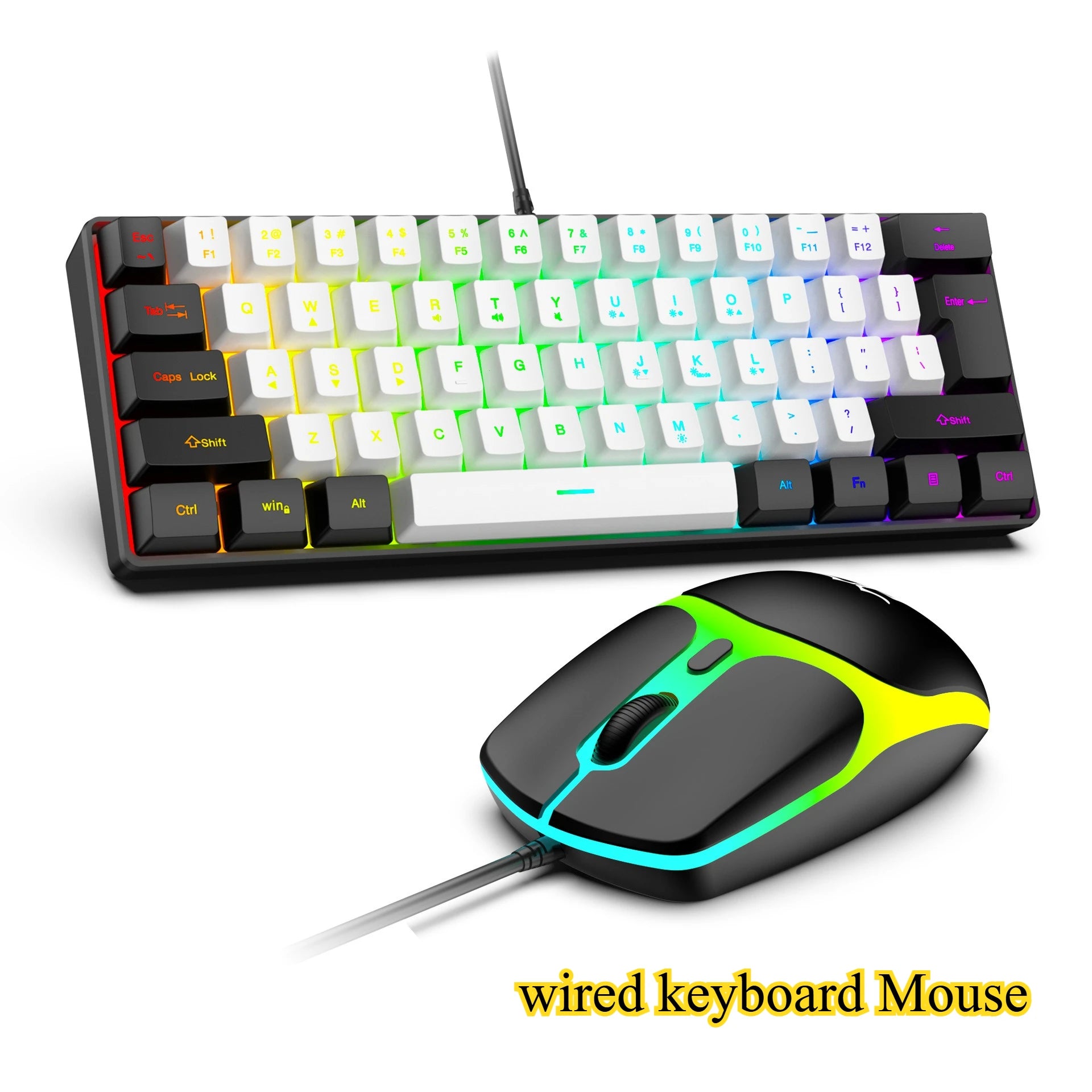 Teclado 61 key RGB Gamer keyboards 60% keyboard teclado para computadora ergonomic tastiera black white mini klavye toetsenbord