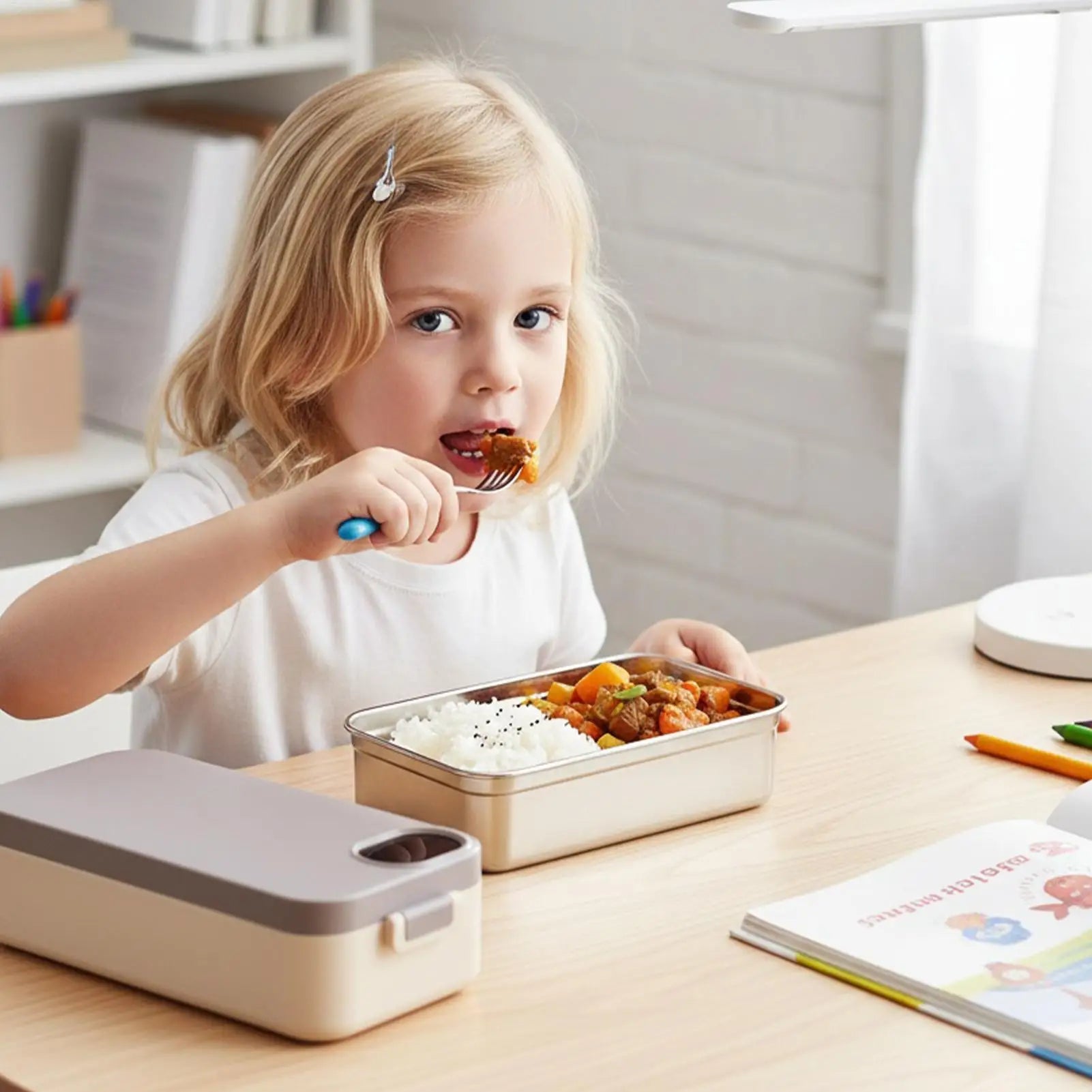 Heated Lunch Box Rechargeable Portable Warmer Portable Electric Lunch Box with Stainless Steel Container for Kids Boys Girls