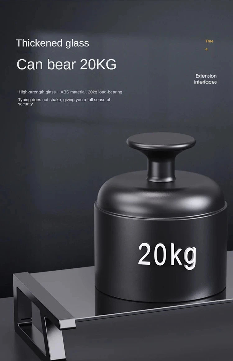 Desk Monitor Stand Riser PC Rack Holder, with 4 USB Ports, Computer Monitor Riser, Desktop Stand and Storage Rack, 20kg Capacity