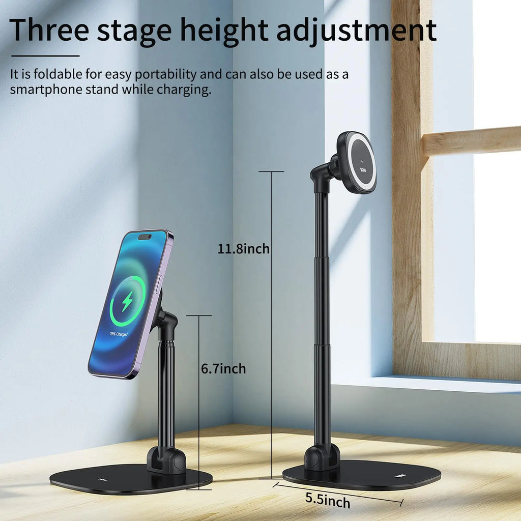 UURig VRig Desk Wireless Charging Magnetic Phone Stand for Office/Home for Magsafe iPhone 16 15 14 13 12 Androi HUAWEI Xiaomi