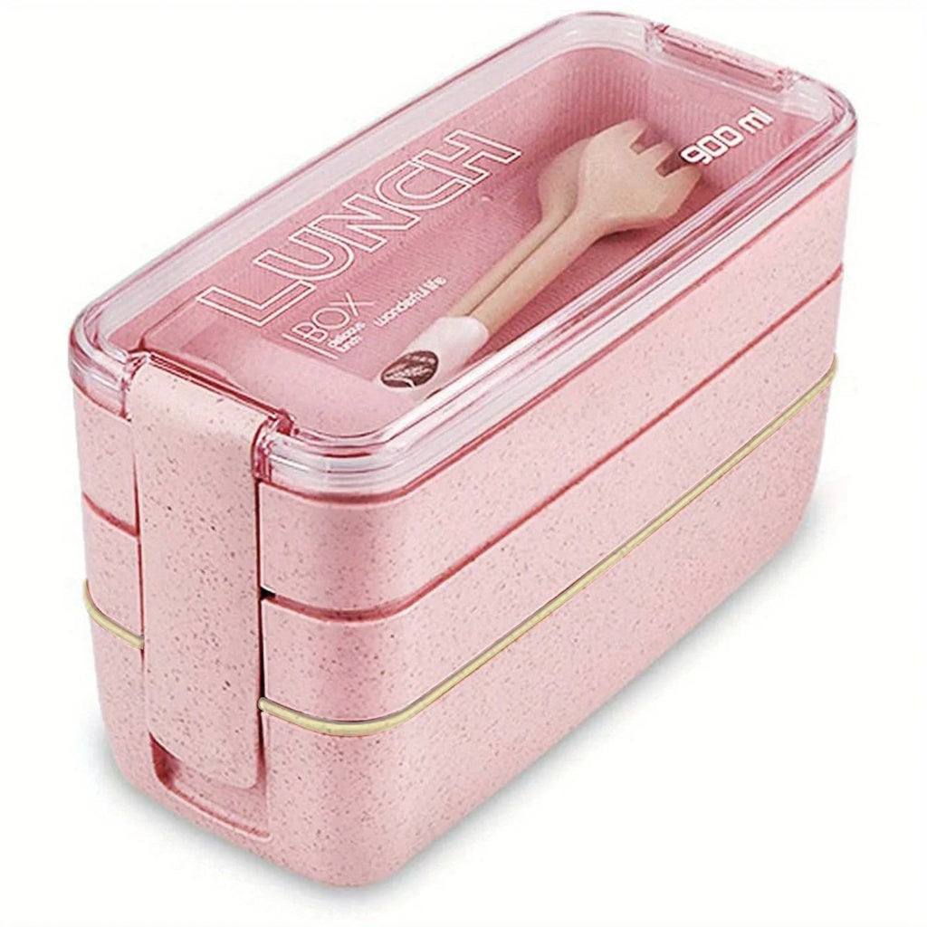 3 Layer Lunch Box Healthy Material Lunchbox for Kids Bento Box  Microwave Safe Food Container with Handle Free Shipping 900ML