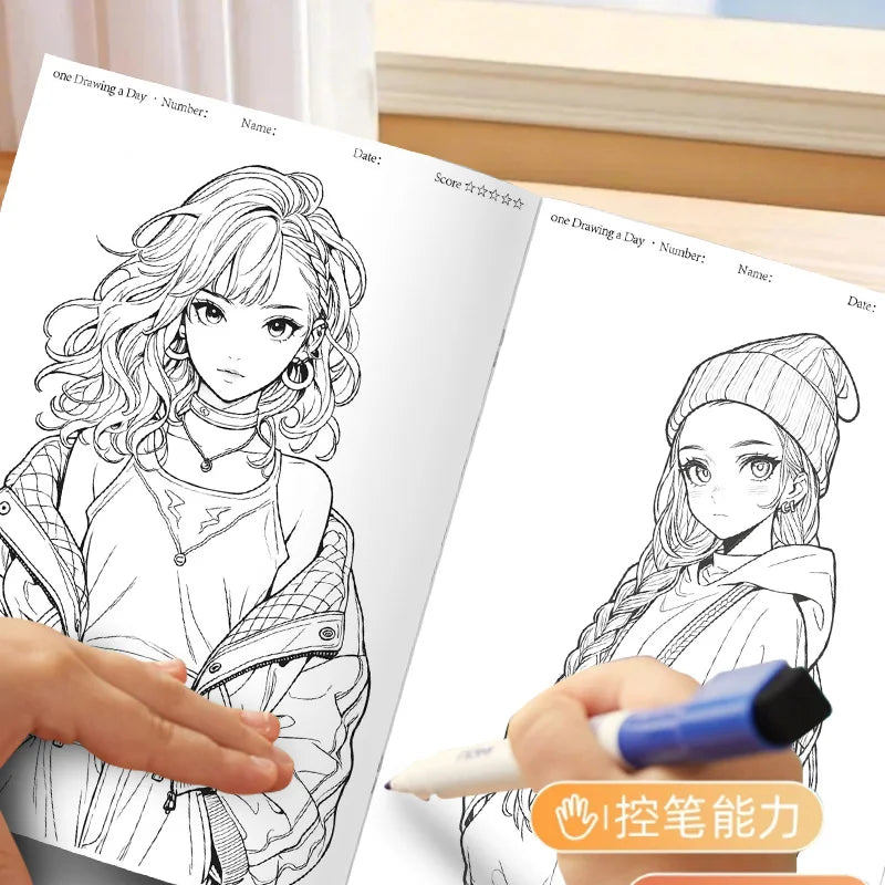 K-Pop Coloring Book for Girl Cute Idol Characters & Fashion Outfits |   Fun Coloring Activity for K-Pop Fans & Teens