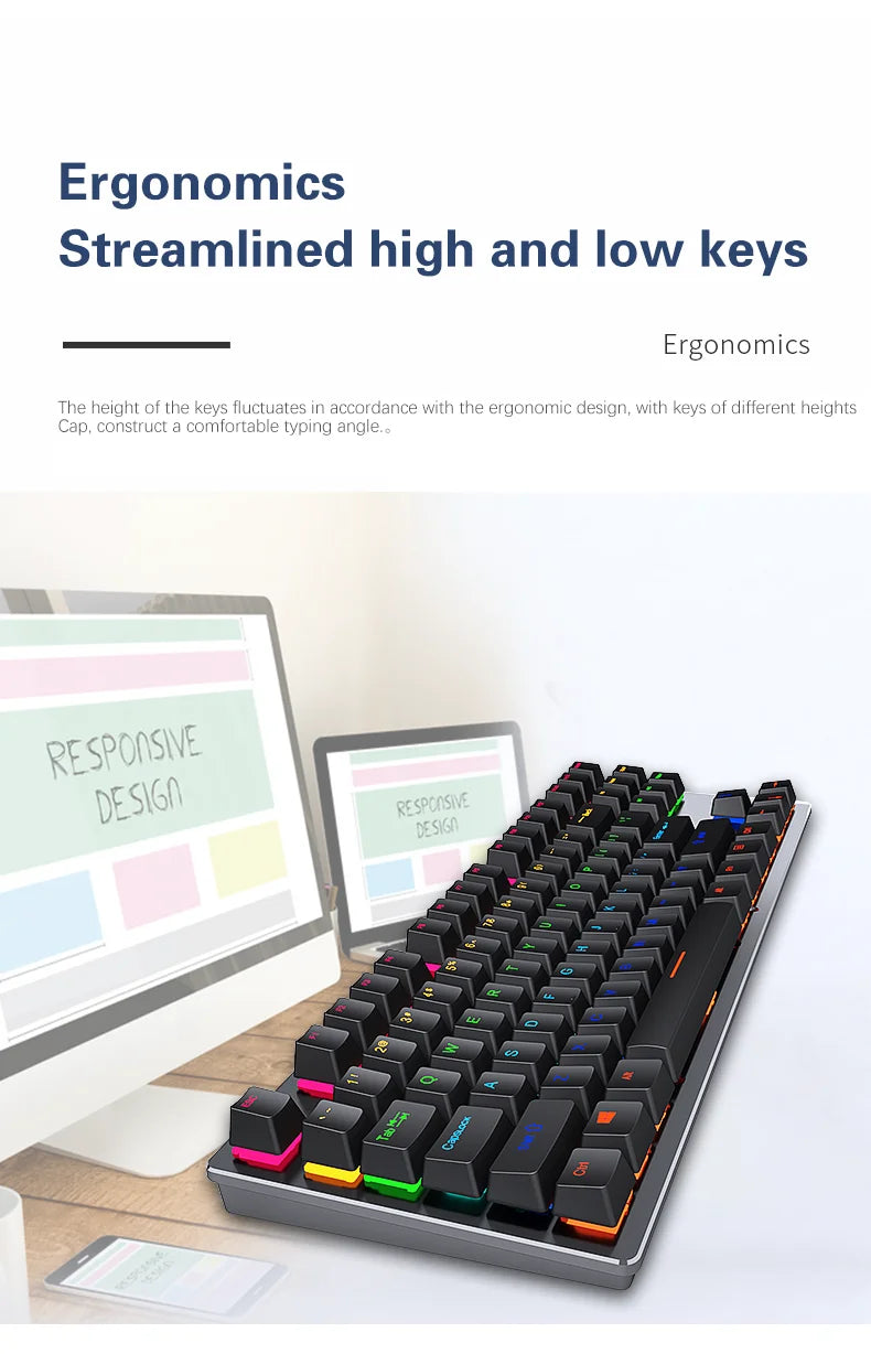 Backlit Gaming Mechanical Keyboard Gamer Mechanic Kit RGB PC USB Wired Keypad Keybord Ergonomic Computer Key Board Mini Teclado