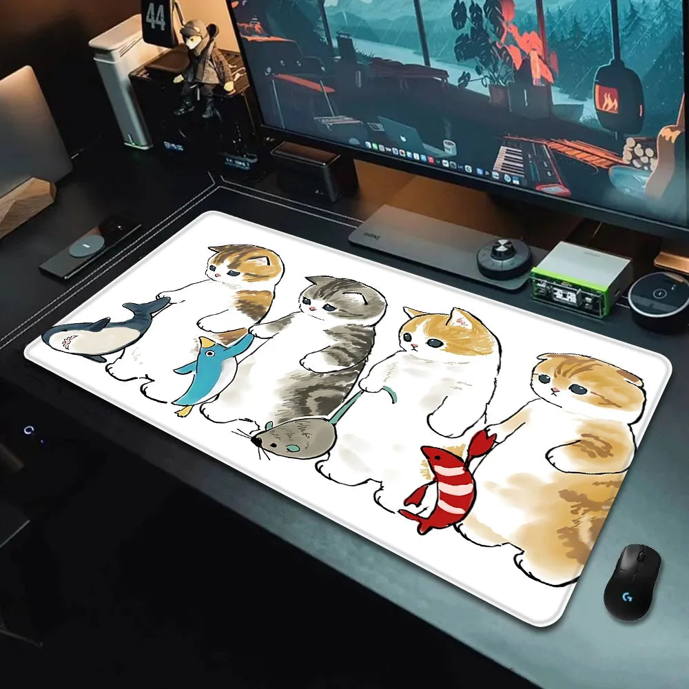 Cute mofusand cat Mousepad HD Printing Computer Gamers Locking Edge Non-slip Mouse Pad XXL90x40cm Keyboard PC Desk Pad
