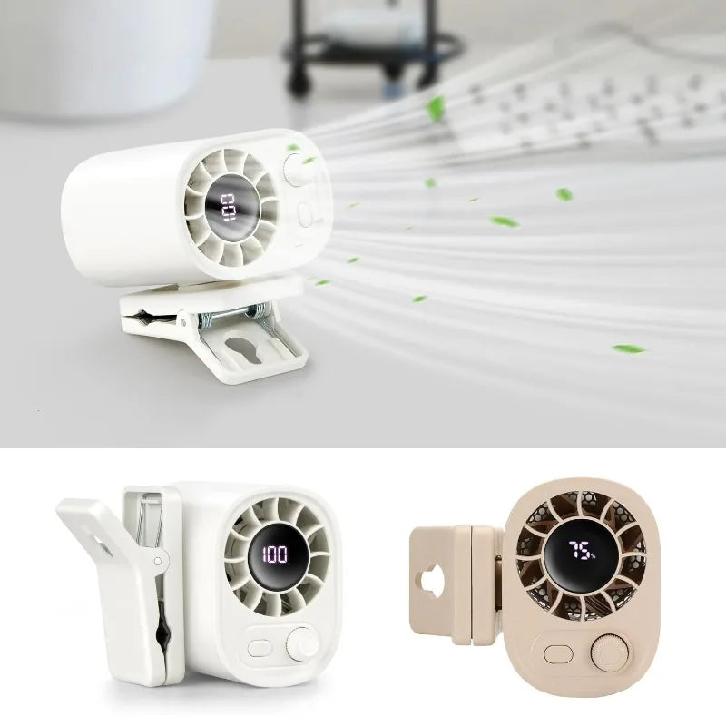 Portable Clip-On Fan 1800mAh Rechargeable USB Fan 360° Rotation Desk Fan