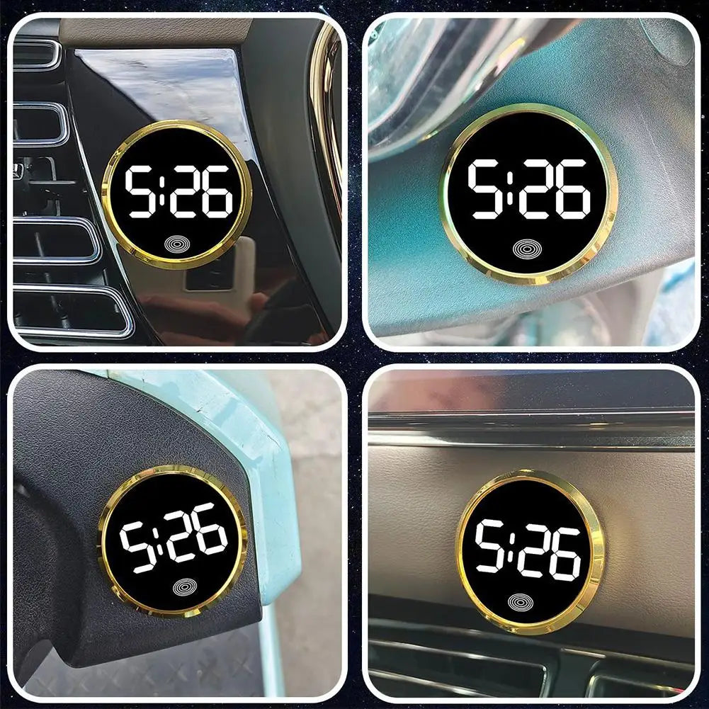 LED Car Clock Luminous Automobiles Internal Stick-On Mini Digital Clocks Auto Ornament Car Accessories