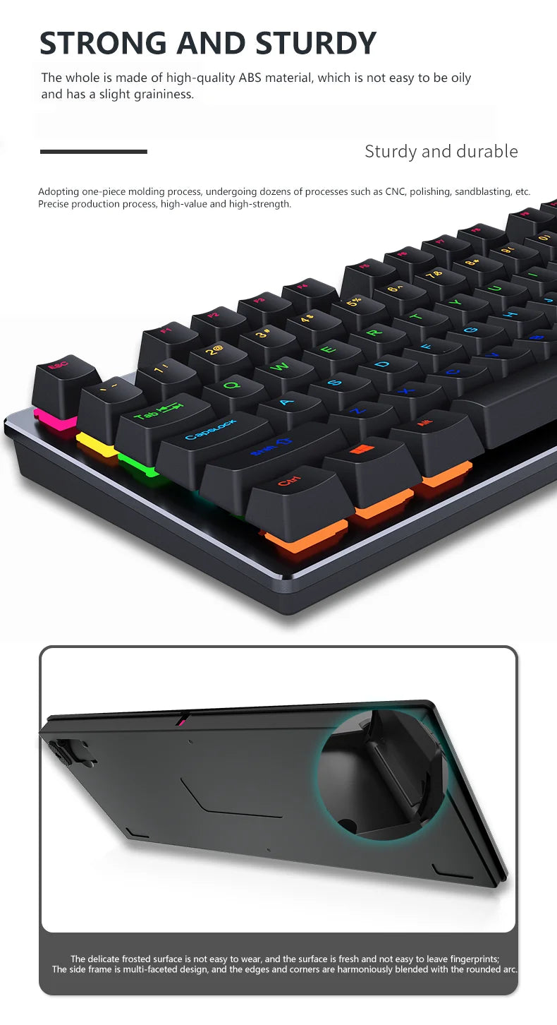 Backlit Gaming Mechanical Keyboard Gamer Mechanic Kit RGB PC USB Wired Keypad Keybord Ergonomic Computer Key Board Mini Teclado