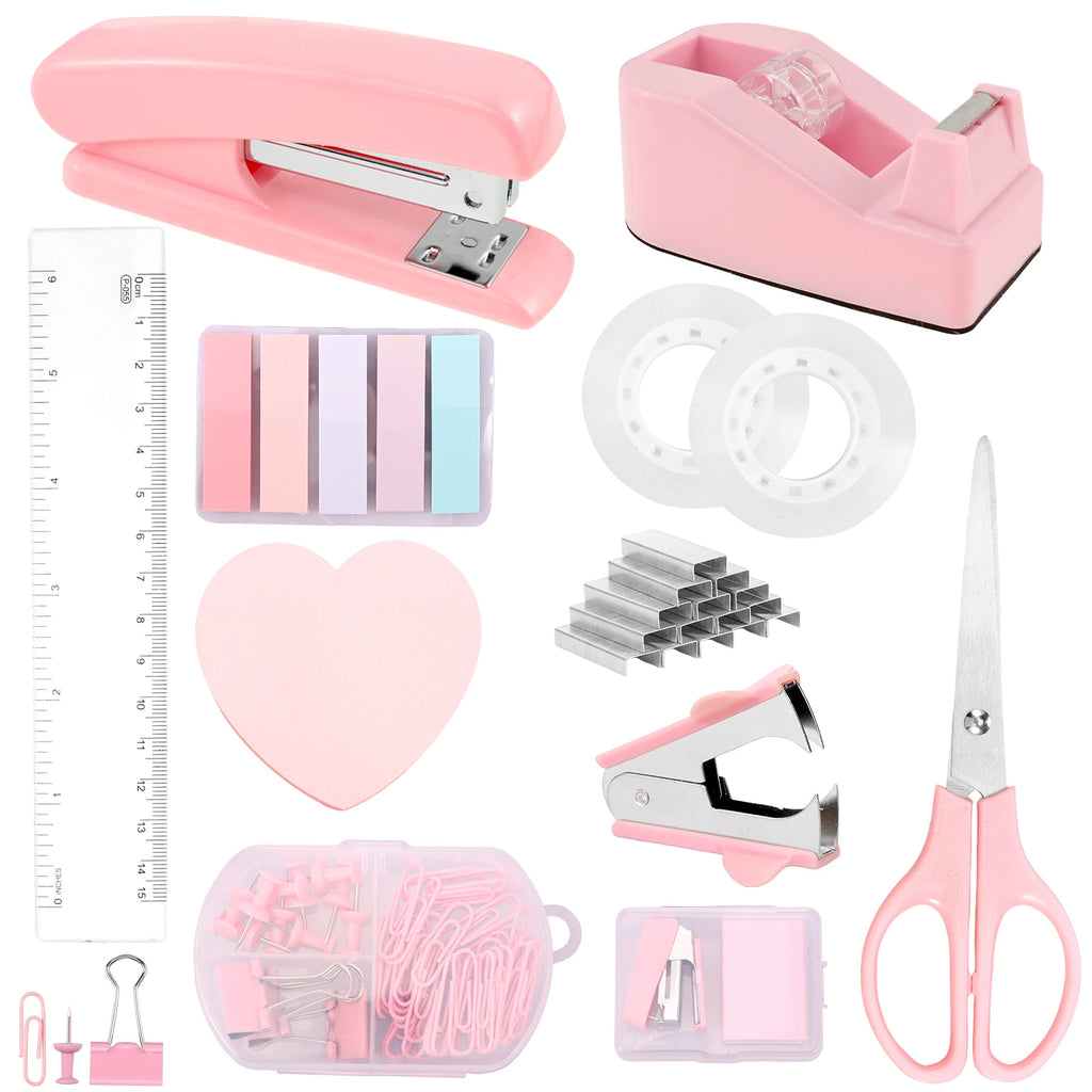 Office Supplies Set Desk Accessories Stapler Set Staple Driver Tape Holder Ruler Labels Office Scissors For Students Office Use