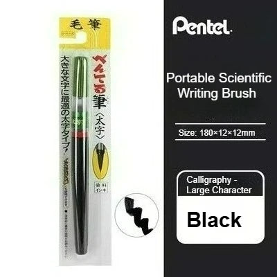 PENTEL Scientific Writing Portable Brush Pen Soft - tipped Calligraphy Practice Pen Refillable Ink Small Regular Script
