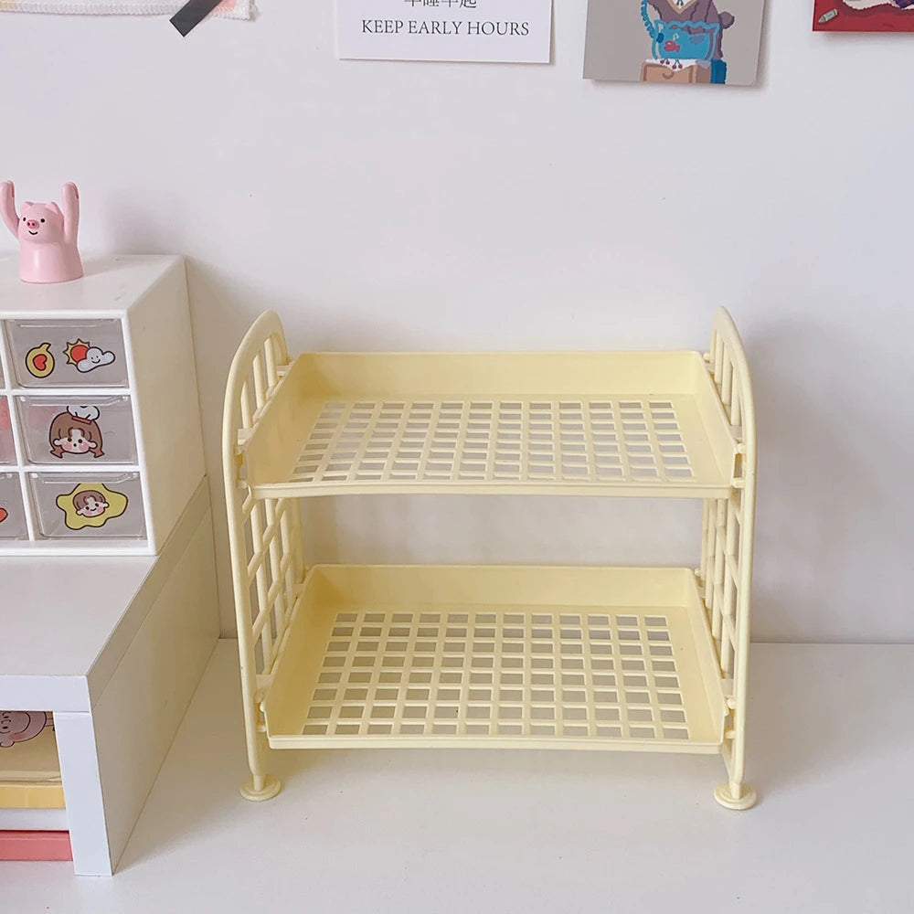 Desktop Stationery Rack Storage Holder Multi-Functional Plastic Shelf Makeup Organizer Office Dormitory Desk Organizer Shelf