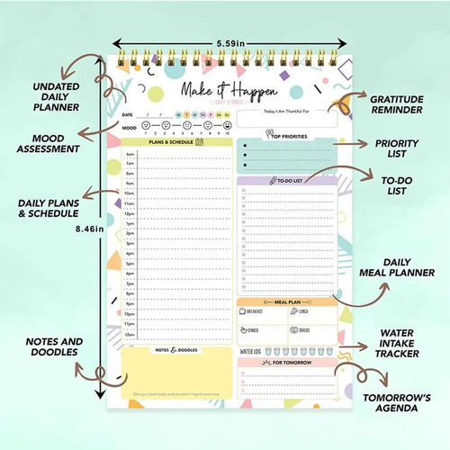 52 Sheets To Do List Notepad Easy Tear-off Portable Schedules Journal Post Notes Memo Schedule Writing Pads Student