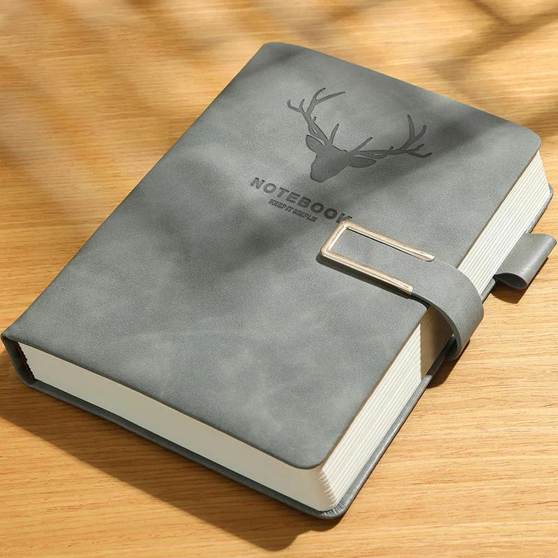 200pages A5 Leather Notebook with Leather Notebook Cover, Personalized Soft Cover and Bookmark, Perfect for Business, Meeting