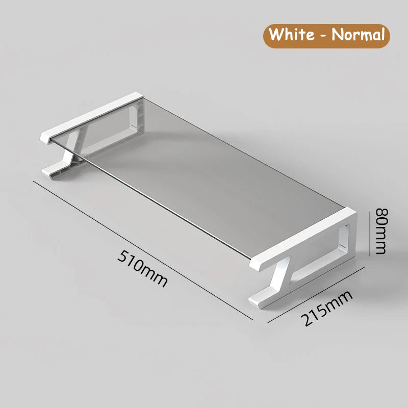 Desk Monitor Stand Riser PC Rack Holder, with 4 USB Ports, Computer Monitor Riser, Desktop Stand and Storage Rack, 20kg Capacity