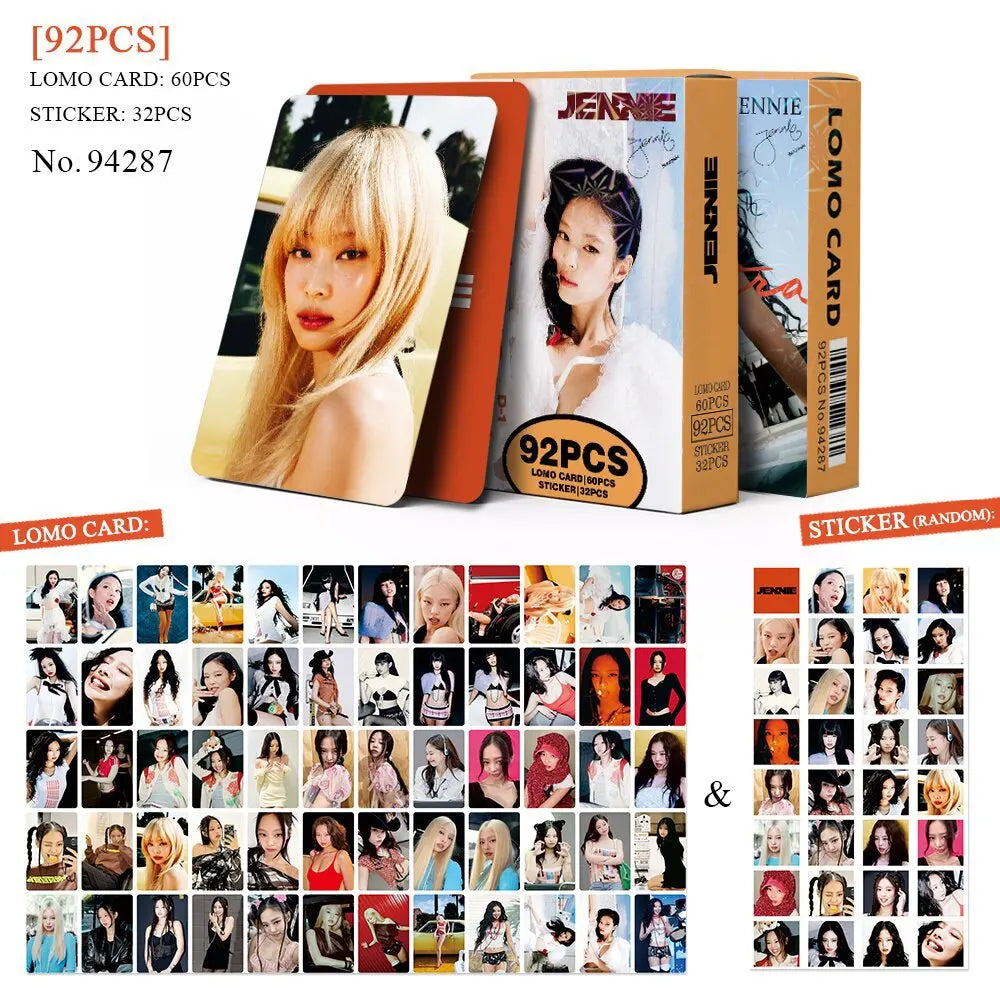 80-page K-pop girl group photobook with lyrics, magazine photo collection, 92 photo cards, celebrity LOMO cards, gift