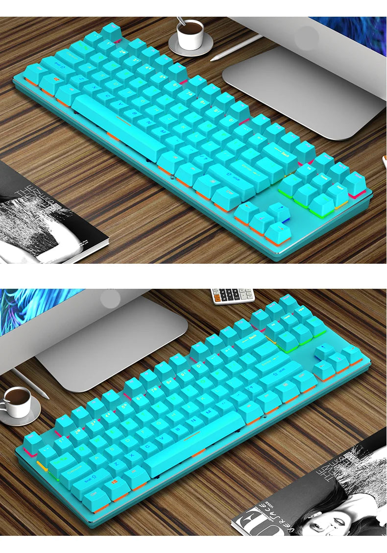 Backlit Gaming Mechanical Keyboard Gamer Mechanic Kit RGB PC USB Wired Keypad Keybord Ergonomic Computer Key Board Mini Teclado