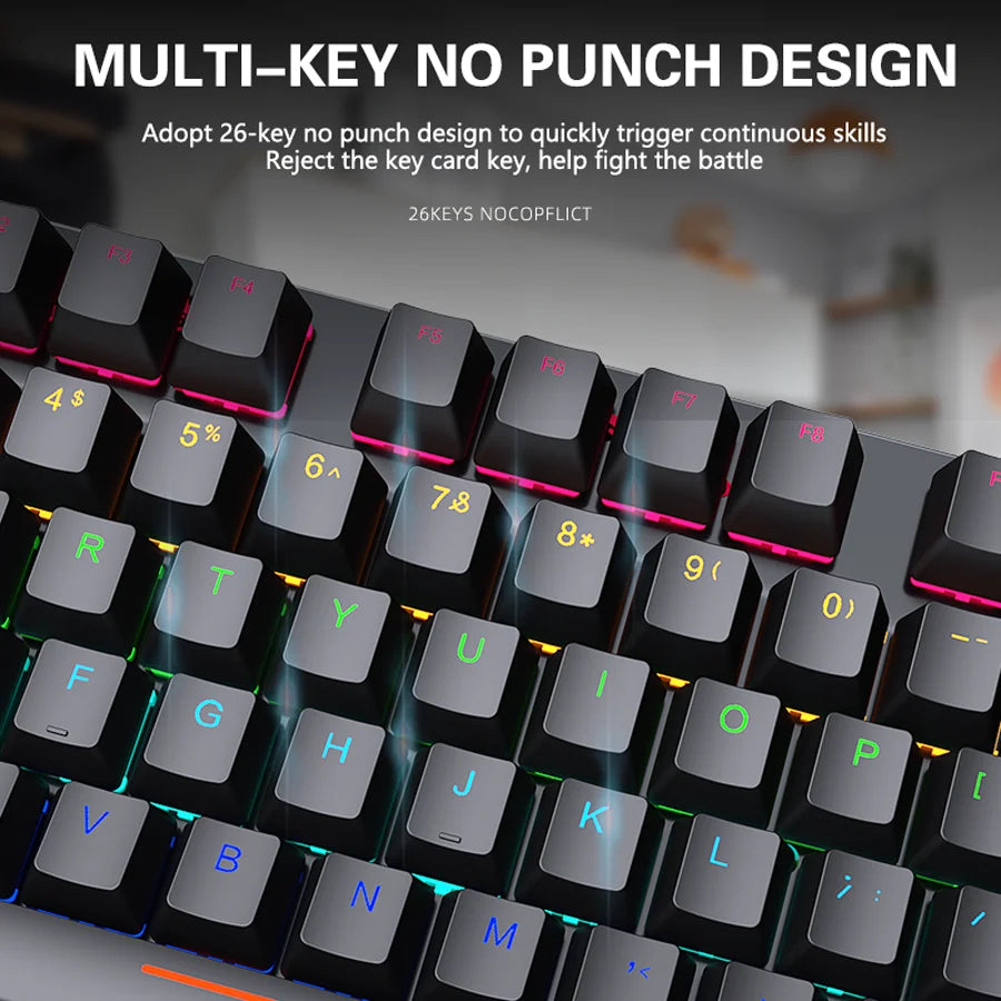 Backlit Gaming Mechanical Keyboard Gamer Mechanic Kit RGB PC USB Wired Keypad Keybord Ergonomic Computer Key Board Mini Teclado