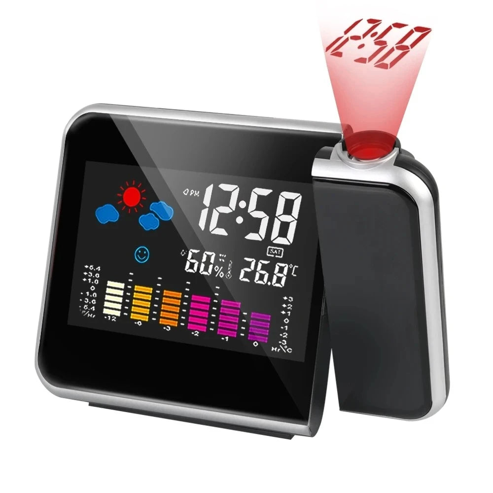 LED Rotating Projection Digital Alarm Clock Color Screen Electronic Clock for Home Desktop Decoration