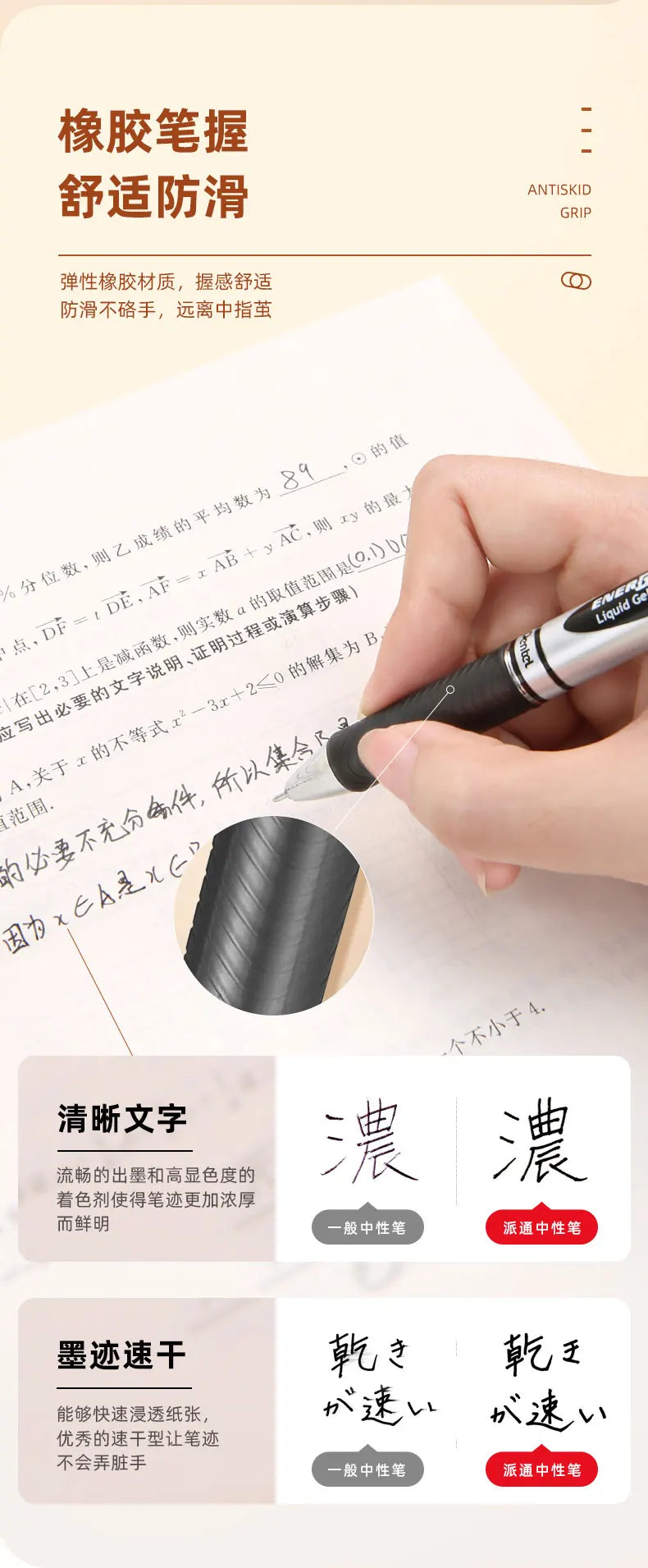 Pentel  BLN75 Gel Pen 20th Anniversary Smooth And Quick-drying Press Water Pen For Students With 0.5mm Japanese Stationery