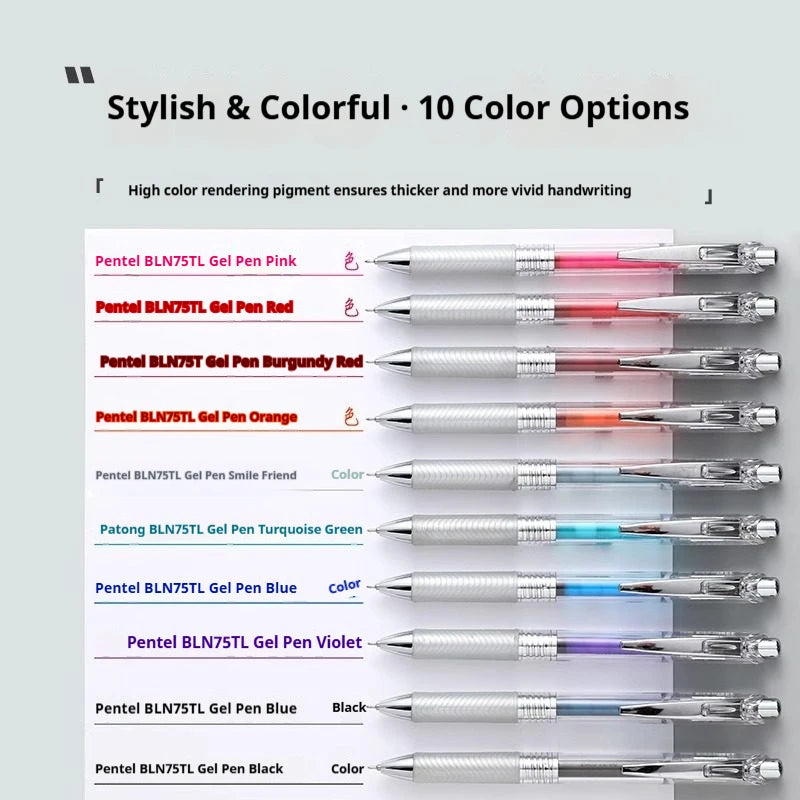Pentel EnerGel Colored Retractable Gel Pen,Assorted Color Clear Barrel High-Capacity,Quick-Dry Ink for Various Writing Scenarios