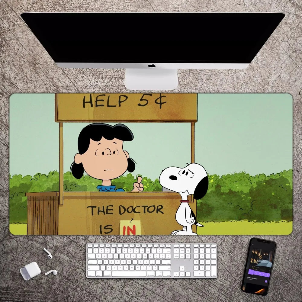 S-Snoopy Cartoon Cute Mousepad Large Gaming Compute Gamer PC Keyboard Mouse Mat