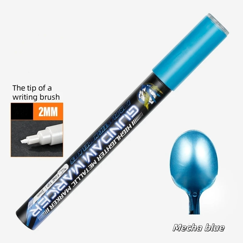 Metallic Markers Colouring Pens for Mech Painting Golden Paint Marker Pen Silvery Reflective Paint Model Marker Pen