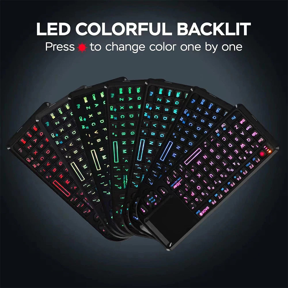 2.4G Wireless Keyboard With 7-color Backlight Touchpad Mouse And Flashligt- Portable Applicable- Perfect For PC Smart TV Box