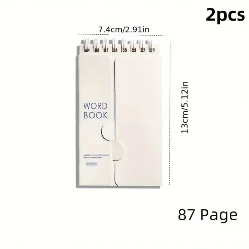 Portable Vocabulary Memory Notepad - Shorthand Spiral Notebook for Planning and Memorization with Cover-Up Feature
